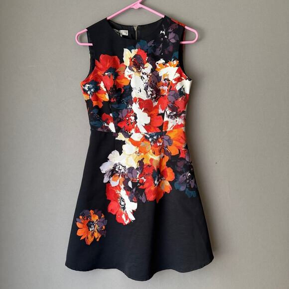Maggy London sz 6 floral red orange sheath Dress‎ - Picture 1 of 9